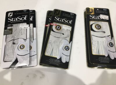 Quantity of 6 x assorted FJ Stasof Women's Golf Gloves, Medium & Large