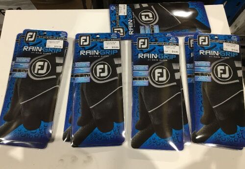 Quantity of 13 x FJ Rain Grip Men's Left Golf Gloves, various sizes, Small-Large