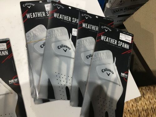 Quantity of 9 x Callaway Weather Spann Men's Right Medium Golf Gloves