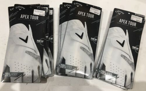 Quantity of 11 x Callaway Apex Tour Men's Right Golf Gloves, Medium or X-Large