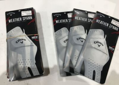 Quantity of 10 x Callaway Weather Spann Men's Right Golf Gloves, X-Large