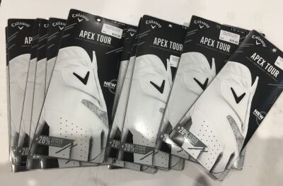 Quantity of 14 x Callaway Apex Tour Men's Left Golf Gloves, Large