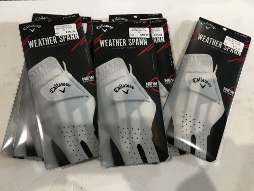 Quantity of 10 x Callaway Weather Spann Men's Left Golf Gloves, Large