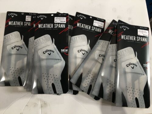 Quantity of 10 x Callaway Weather Spann Men's Left Golf Gloves, X-Large