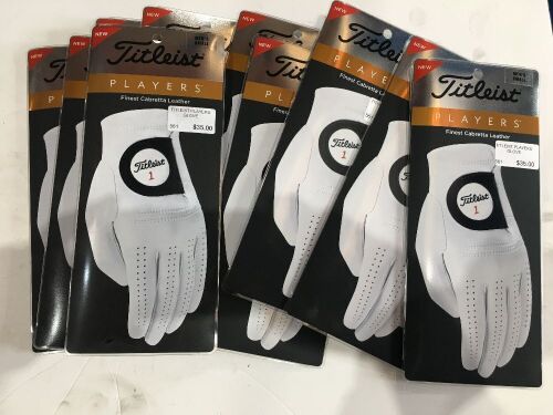 Quantity of 11 x Titleist Players Men's Left Finest Cabretta Leather Golf Gloves, Small