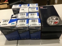 Box of brake pad set, brake master cylinder and rear wheel cylinders. Please refer to images of items.