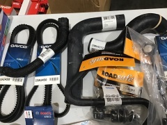 Box of various sizes poly v belts, radiator hoses, spark plugs etc. Please refer to images of items. - 4