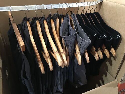 Quantity of 13 x pairs of Travis Mathew Jeans, sizes: 40, 38, 36, 34, 32, 30 & 1 x pair of Fayde Capri Pant, size 18