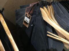 Quantity of 13 x pairs of Travis Mathew Jeans, sizes: 40, 38, 36, 34, 32, 30 & 1 x pair of Fayde Capri Pant, size 18 - 4