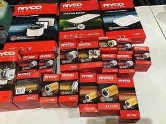 Box of various sizes Ryco air filters and oil filter. Please refer to images of items. - 2