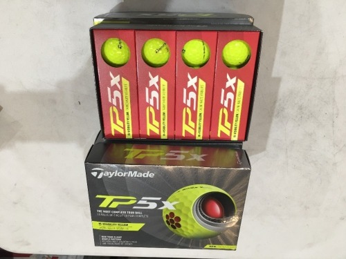 Quantity of 7 x packs of 12 TaylorMade TP5X Yellow Golf Balls