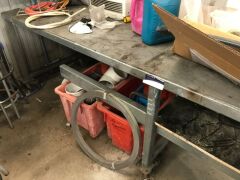 Steel Fabricated Mobile Bench, Steel top, 2200 x 800 x 850mm H - 2