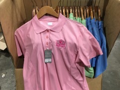 Quantity of 20 x The Links Shell Cove Ladies Polo Shirts, Pink, Yellow, Green & Blue, sizes: Small - 3XL various