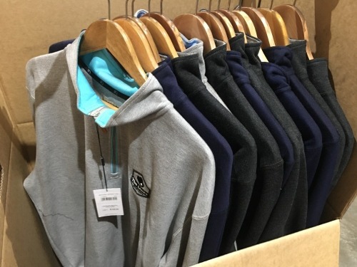 DNL Quantity of 13 x Proquip The Links Shell Cove Mistral Pullovers, Grey, Blue or Charcoal, sizes: S, M, L, XL, SSL