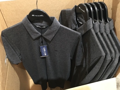 Quantity of 6 x Travis Mathew Zinna Polo Shirts, Charcoal, sizes: S, M, L, XL, 2XL, 3XL