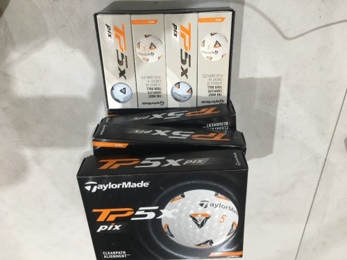 Quantity of 5 x packs of 12 TaylorMade TP5X Pix Golf Balls