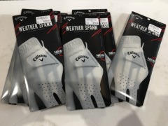 Quantity of 10 x Callaway Weather Spann Men's Left Golf Gloves, Large