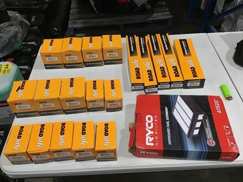 Box of Ryco air filter, and road safe. Please refer to images of items.