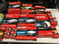 Box of Ryco air filters, oil filters etc. Please refer to images of items. - 2
