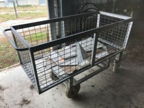 Stock Trolley, Fabricated galvanised steel/mesh, Rubber tyre