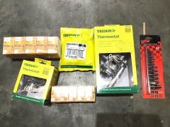 Box of thermostats, Philips h4/h7, gaskets and socket set. Please refer to images of items.  - 2