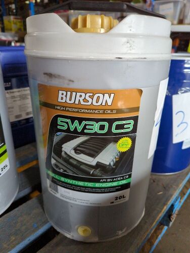 Burson 5W30 C3 full synthetic engine oil. Please refer to images of item.