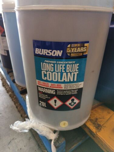 Burson long life blue coolant 20L. Please refer to images of item.