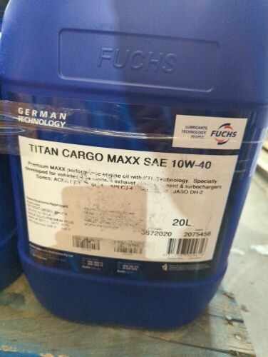 2 Tubs of  Fuchs Titan Supersyn F Eco-DT SAE 5W-30 and 2 Tubs of  Fuchs Titan Cargo MAXX SAE 10W-40. Please refer to images of items.