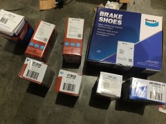 Box of brake shoe kits, and pads. Please refer to images of items. - 2