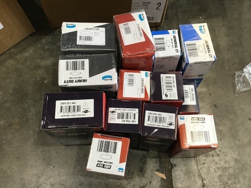 Box of brake pad sets etc. Please refer to images of items.