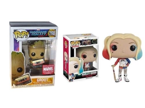 Pop Figurines - Guardians of the Galaxy Vol 2 Groot and Suicide Squad Harley Quinn