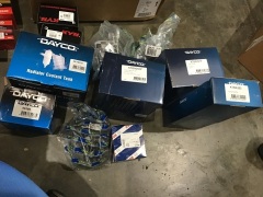 Box of timing belt kits, radiator coolant, strut mounts. Please refer to images of items. - 2