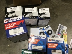 Box of water pumps, sealed beams, high temp silicone, double sided tape, etc. Please refer to images of items - 2