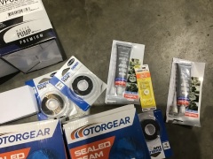 Box of water pumps, sealed beams, high temp silicone, double sided tape, etc. Please refer to images of items - 4