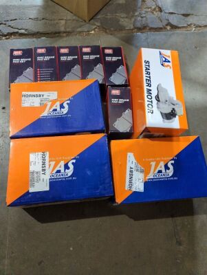 6x IBS disc brake pad sets and 4x JAS starter motor. Please refer to images of items.