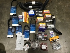 Box of spark plugs, radiator hose, v belts etc. Please refer to images of items. - 2