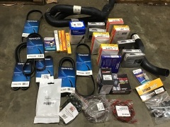 Box of spark plugs, radiator hose, v belts etc. Please refer to images of items. - 3