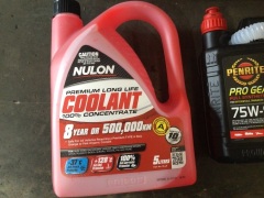 Box of coolants and engine oils. Please refer to images of items. - 2