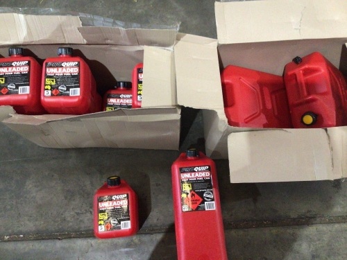 Box of fuel cans (Proquip). Please refer to images of items.