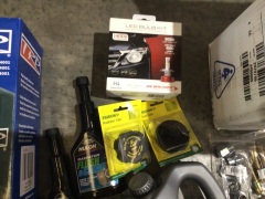 Box of engine oil, grease, alternator, air dryer cartridge, radiator flush clean, fuel caps & More. Please refer to images of items. - 5