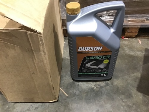 Box of 3x Burson SAE 5W30 fully synthetic engine oil. Please refer to images of items