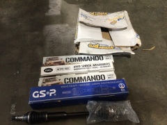 Box of 4WD shock absorbers, drive shaft, suspension parts. Please refer to images of items. 