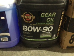 Box of gear oil, diesel and windscreen washer (Penrite, Trico). Please refer to images of items. - 2