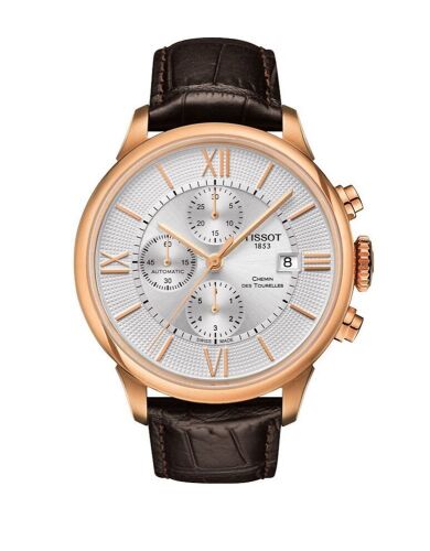 Tissot Chronograph Rose Goldtone Chemin Des Tourelles Watch With Leather Strap T09942736038