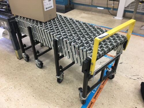 Roller Conveyor, Concertina Style, 450mm W on Castors