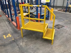 Steel fabricated platform with treadmesh step and floor and handrail - 2