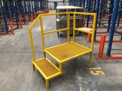 Steel fabricated platform with treadmesh step and floor and handrail - 3