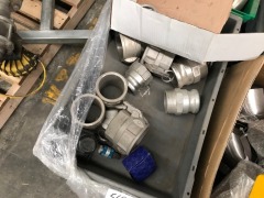 Pallet of stores supplies including camlock fitting, stainless steel elbows, stainless clamps, pipe brackets and sundry items - 2