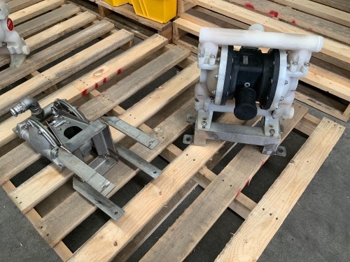 Aro PD10P diaphragm pump and airdraulics stainless steel diaphragm pump on pallet