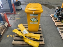 Hazchem spill kit in 200l bin and 2x urethane drain protectors